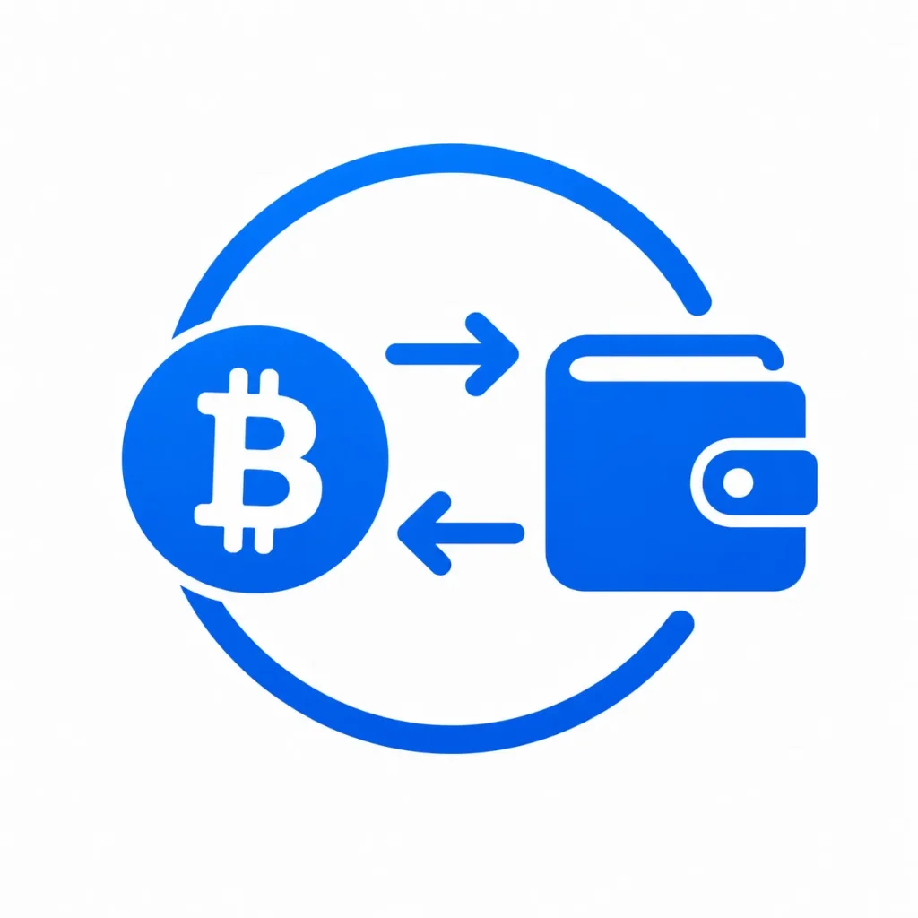 Cryptocurrency exchange illustration in blue Cryptocurrency exchange illustration in blue