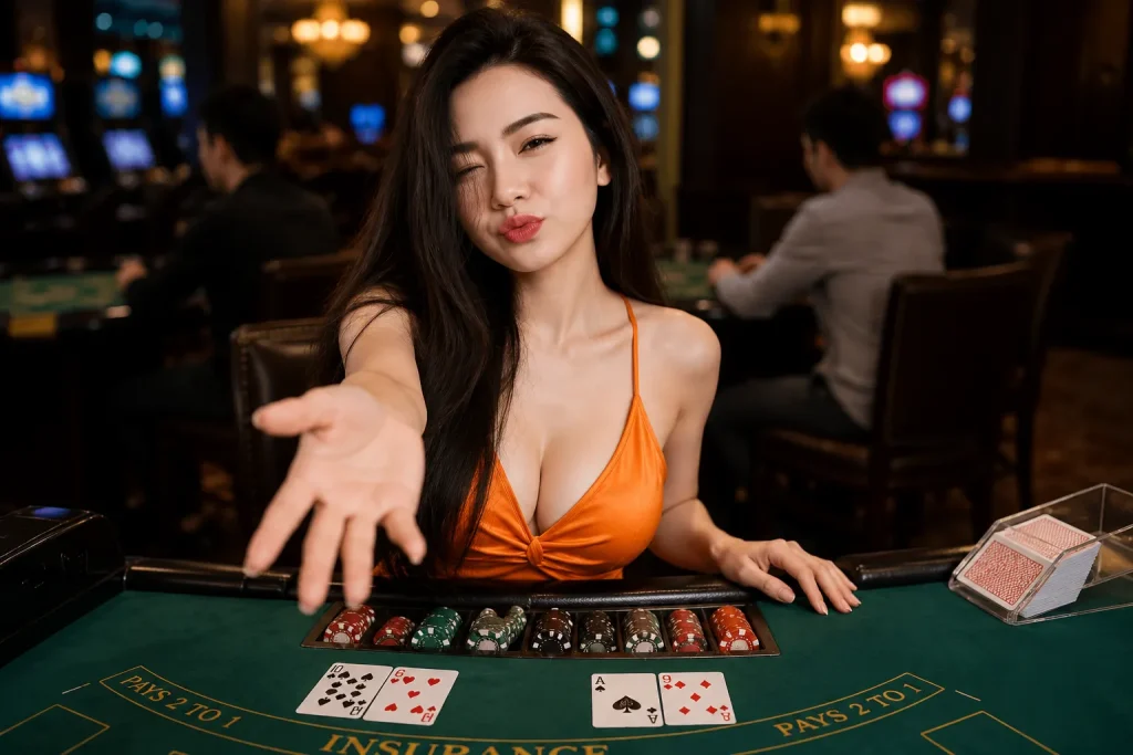 Flirty vibes at the casino table